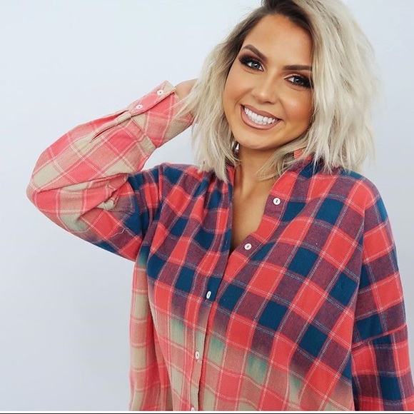 NWOT Ombré Boyfriend Flannel - Picture 2 of 5